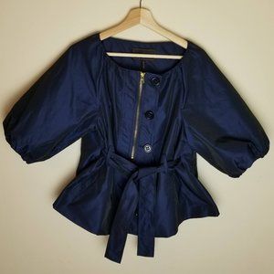 BCBG MaxAzria Balloon Sleeves Crop Jacket Blue